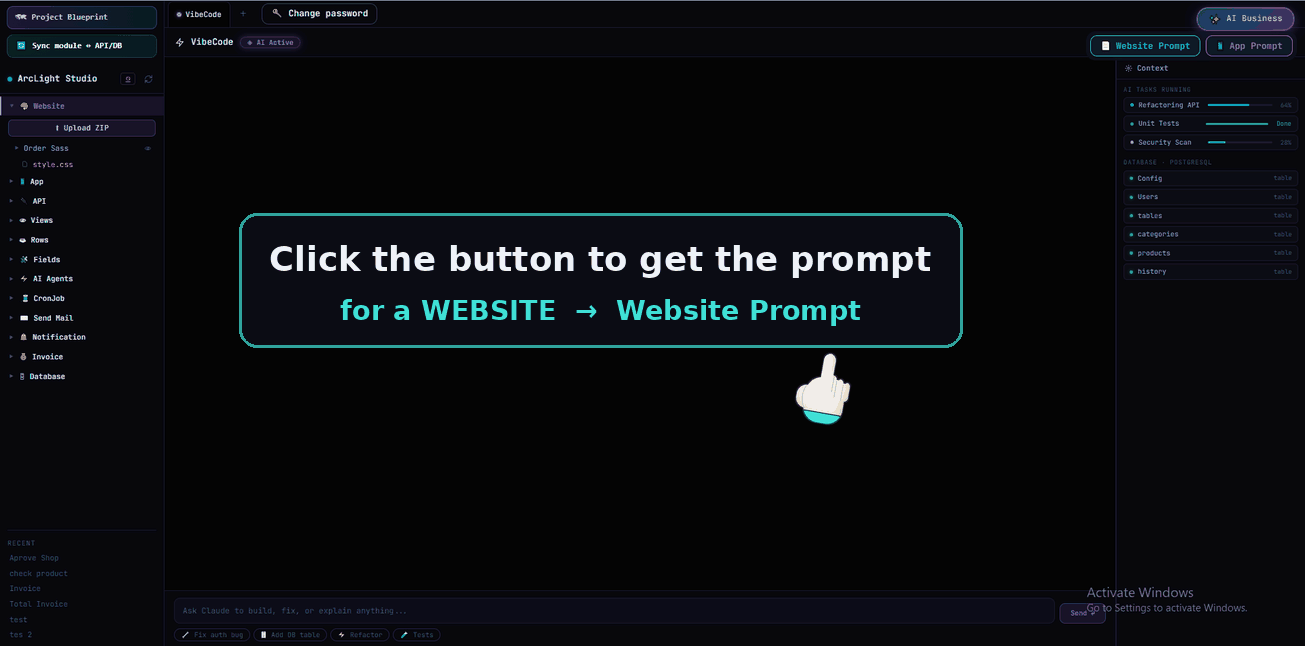 Copy the prompt from Vybev Studio