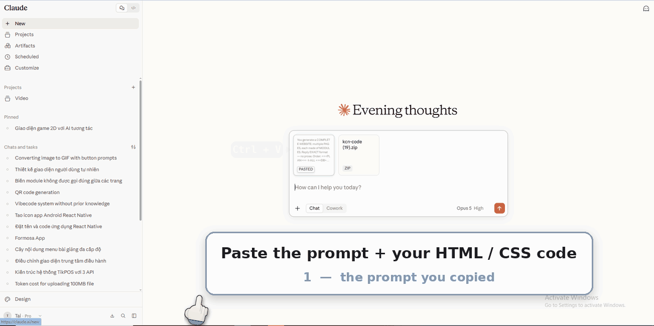Paste the prompt and your code into the AI