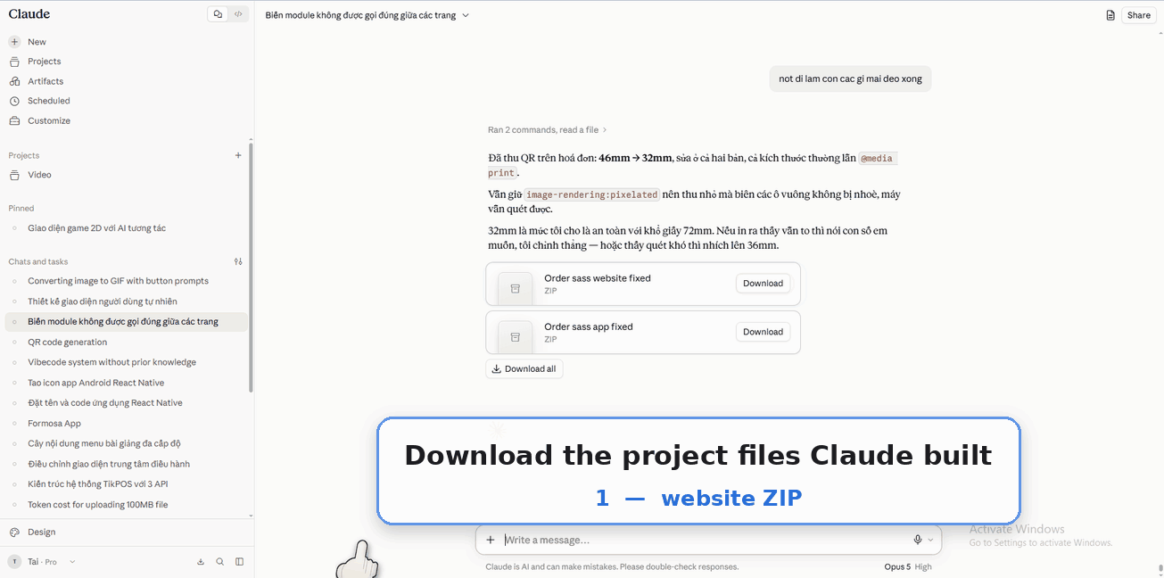 Download the ZIP the AI returns