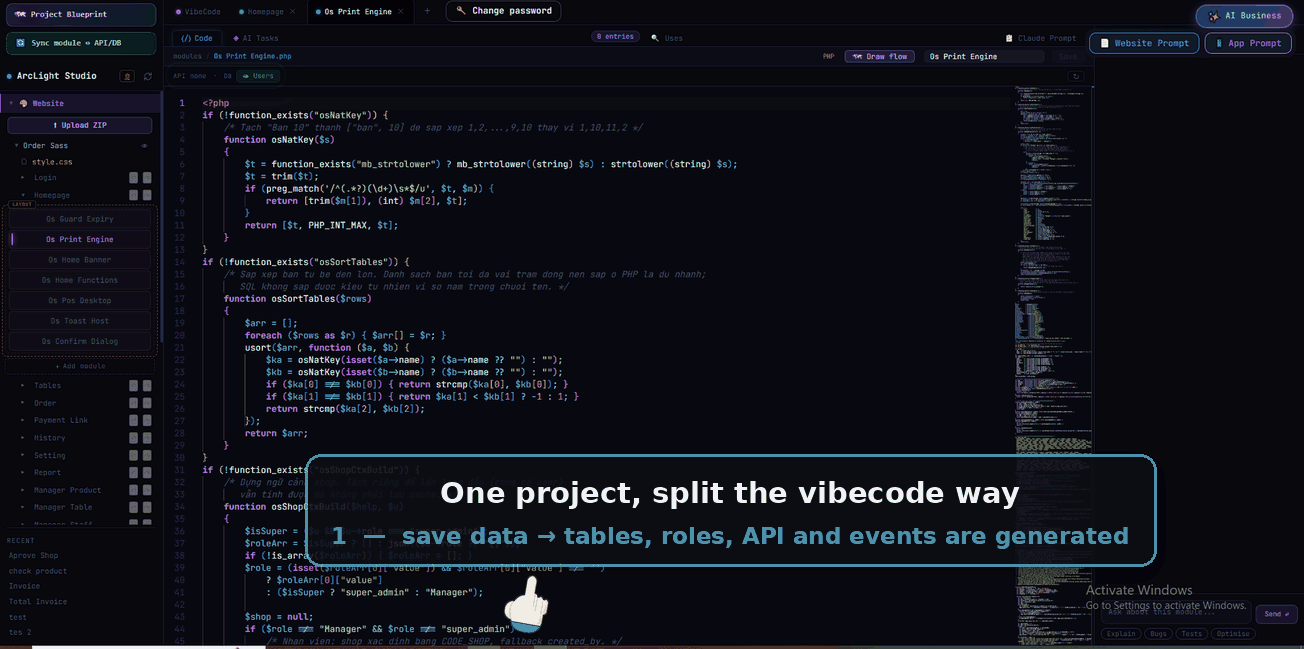 Pages and modules split inside one project