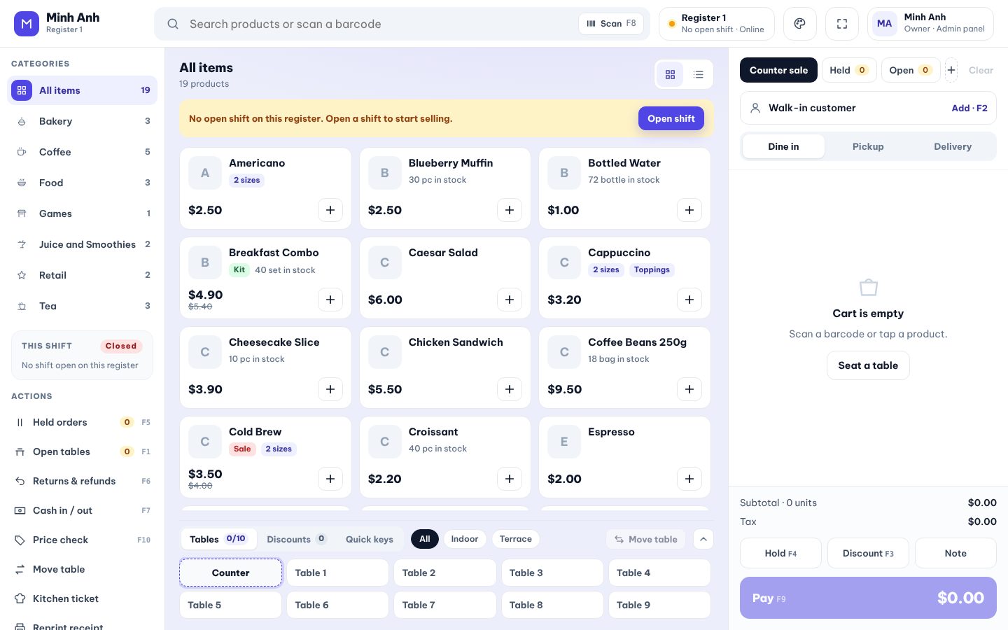HyperPOS sales screen