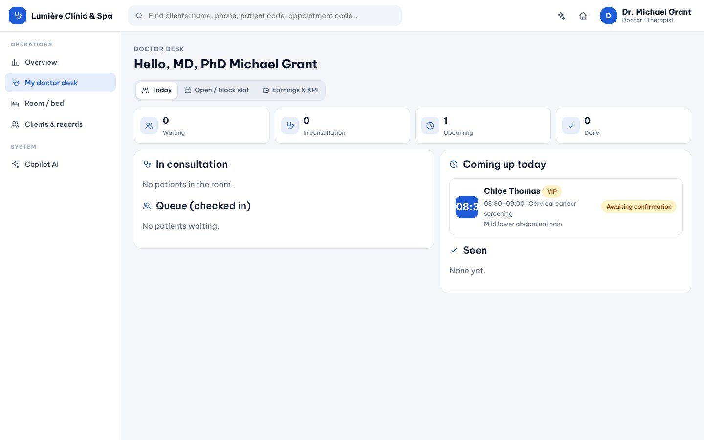 Records, prescriptions and results in one screen