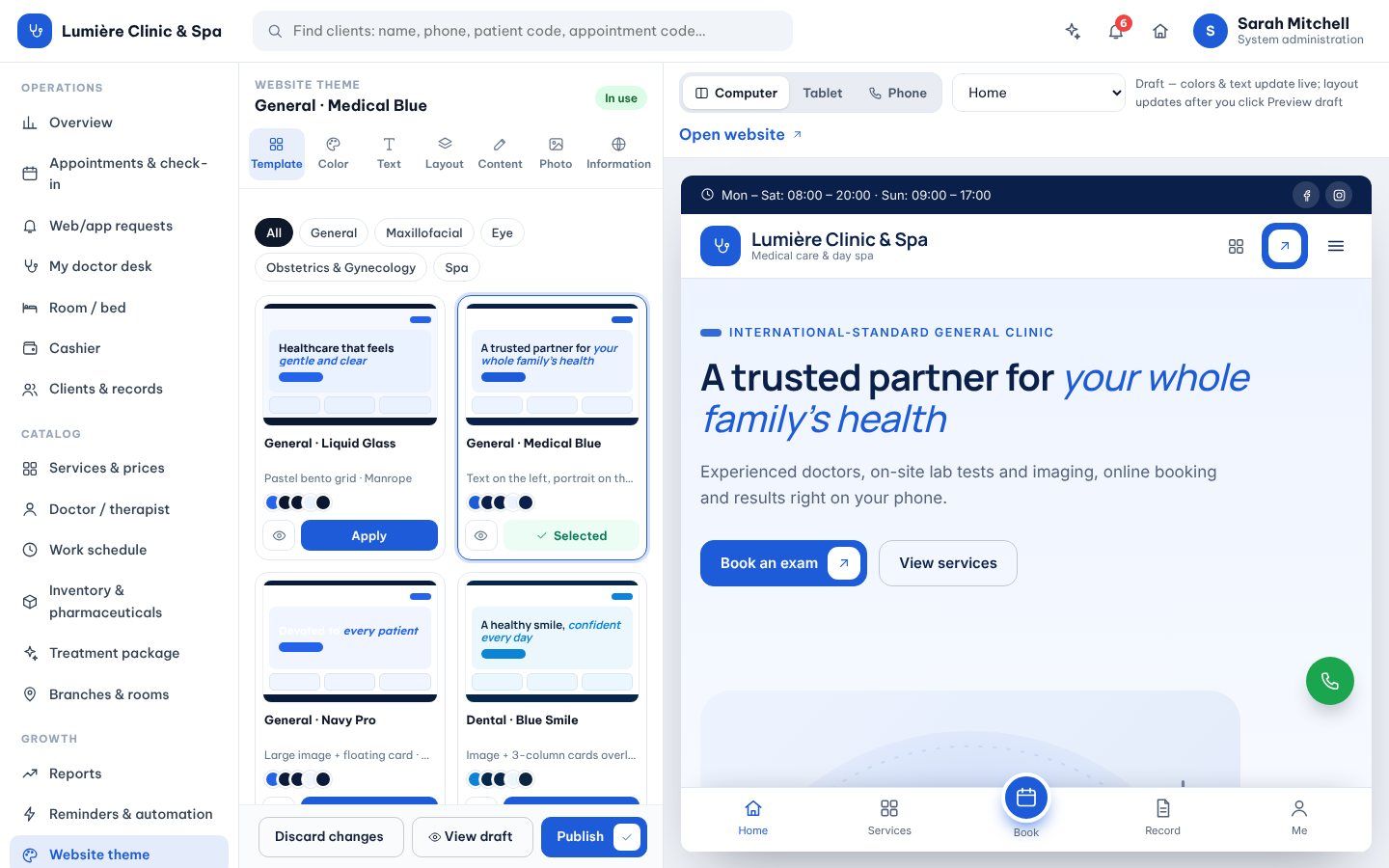 A website for every kind of clinic