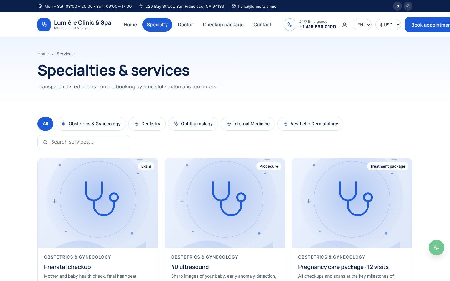 Specialties & services
