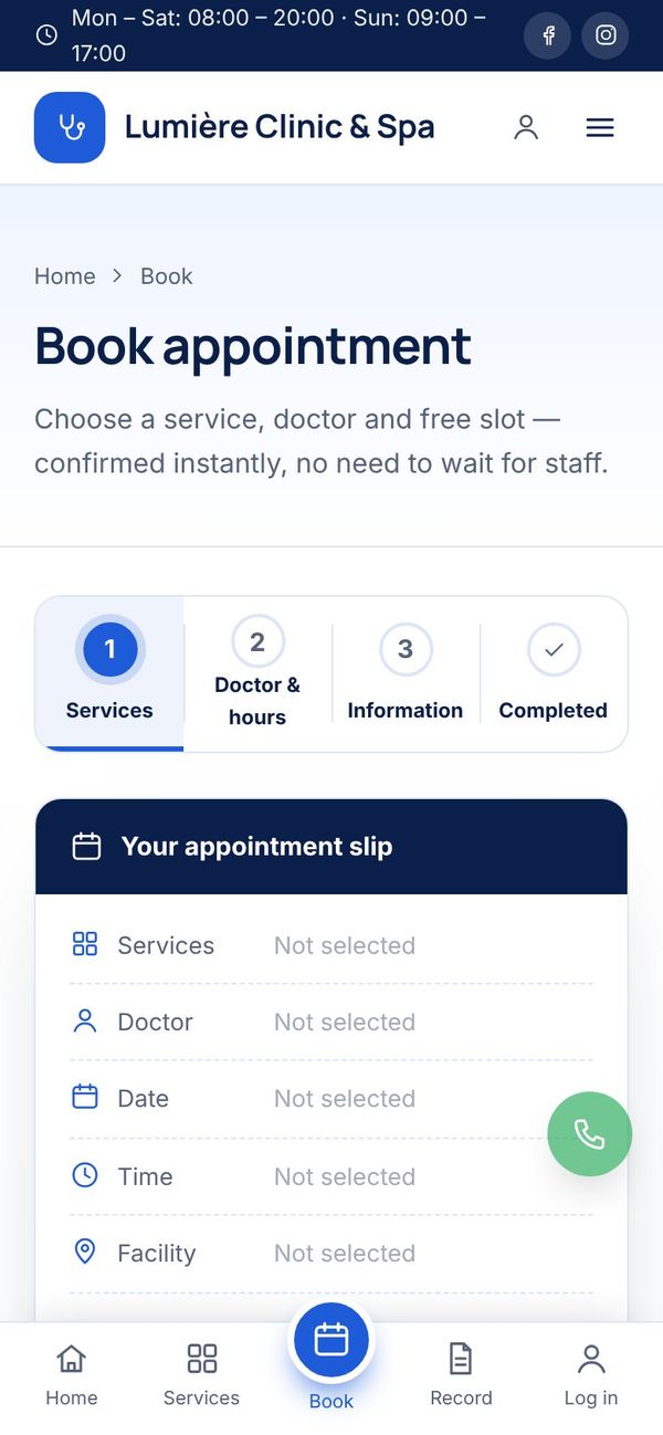 Booking on a phone