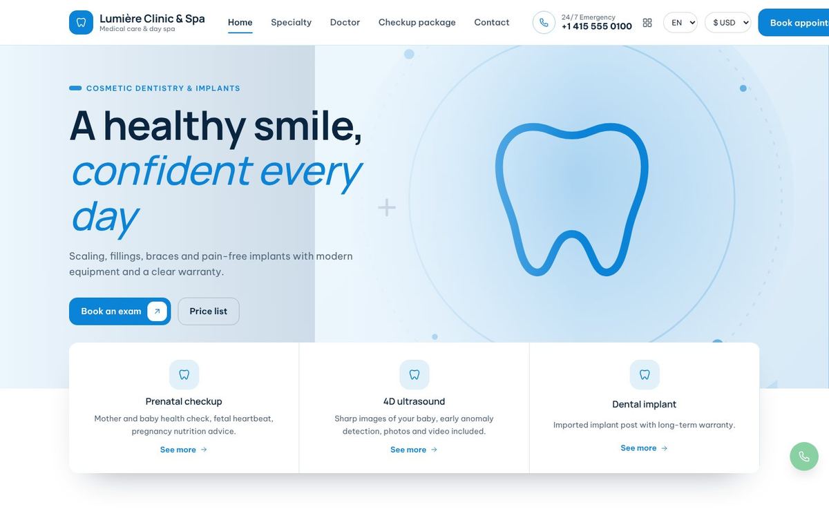 Dental · Blue Smile theme