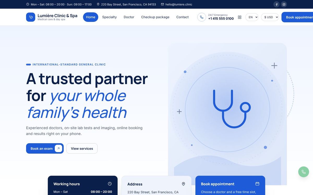 Đa khoa · Medical Blue theme