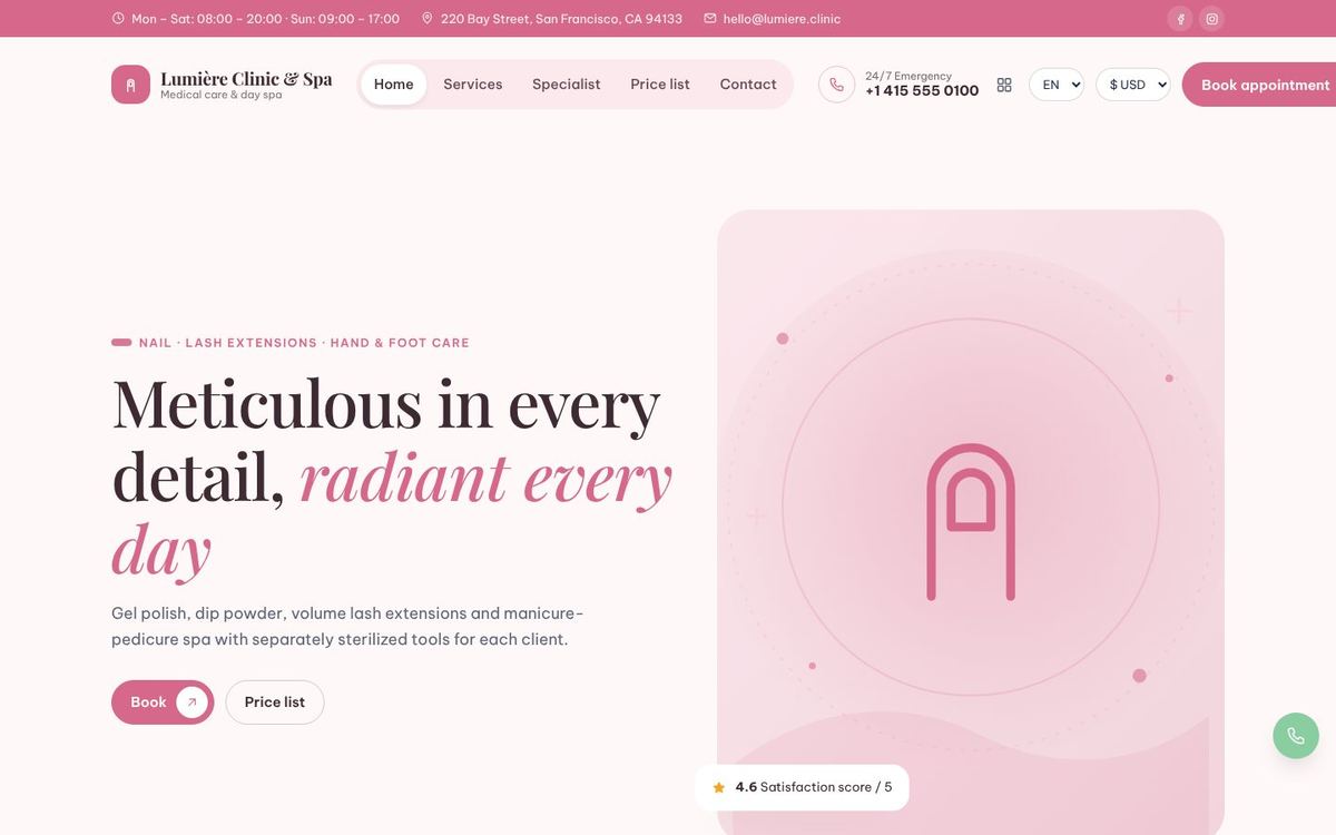 Nail & Mi · Blush theme