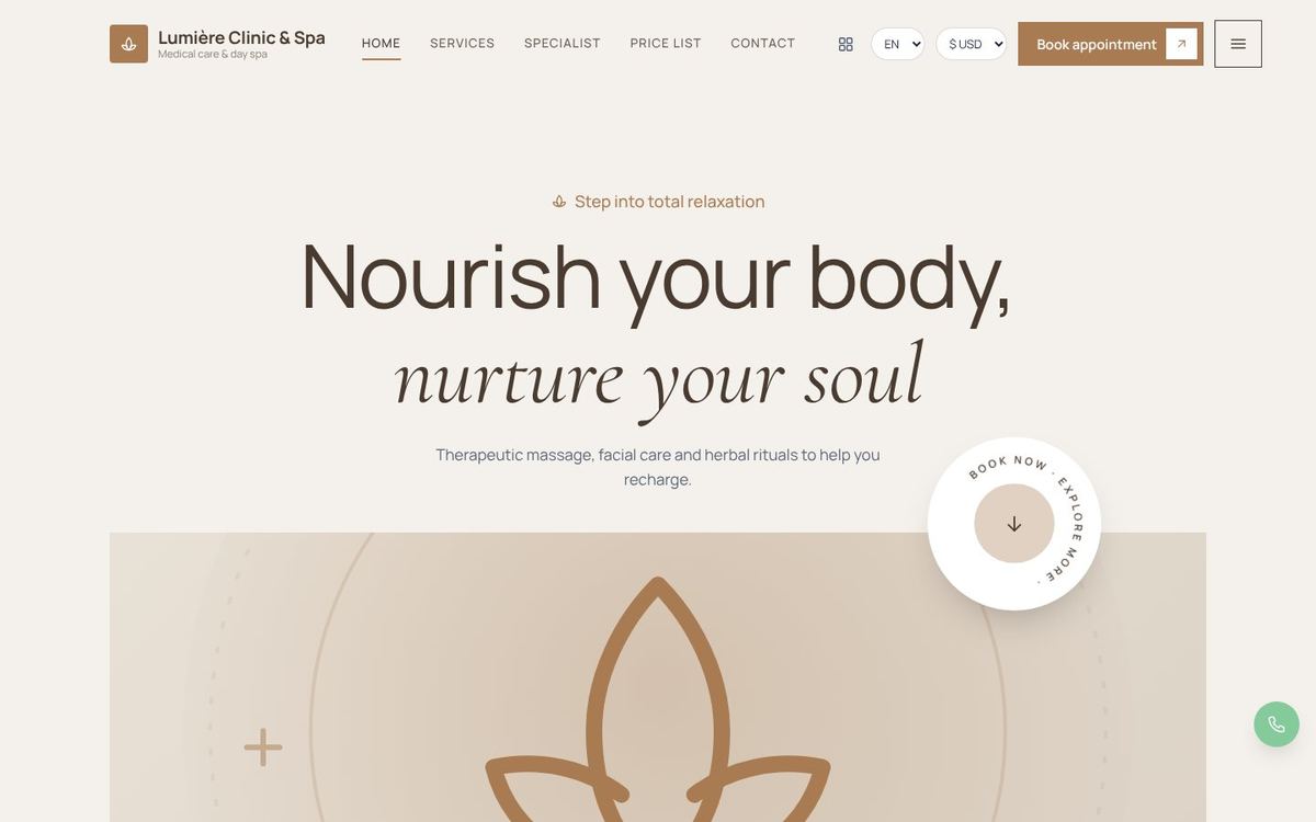 Day Spa · Serenity theme