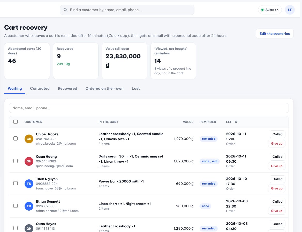 Get abandoned carts back automatically