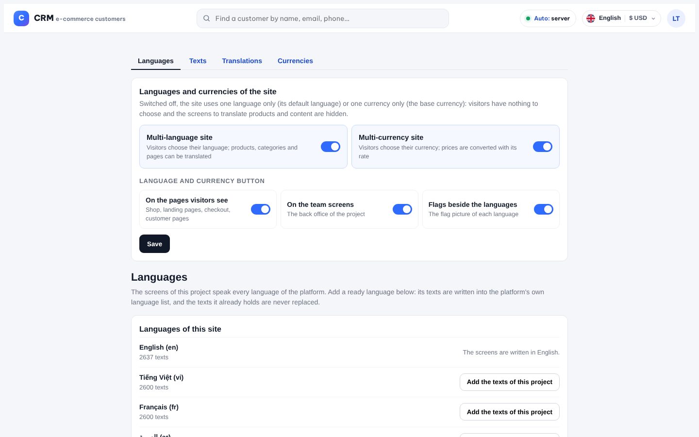 Your rewards and screens in every language