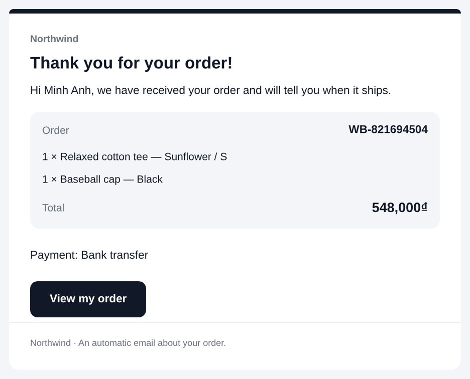 Gets the order emails