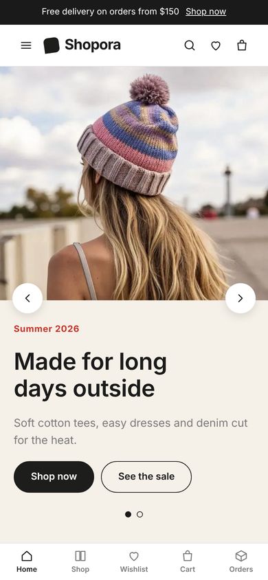 The Boutique theme on a phone.