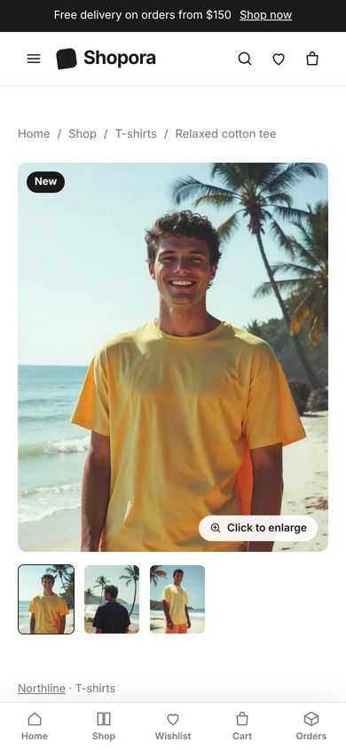 Product page on a phone